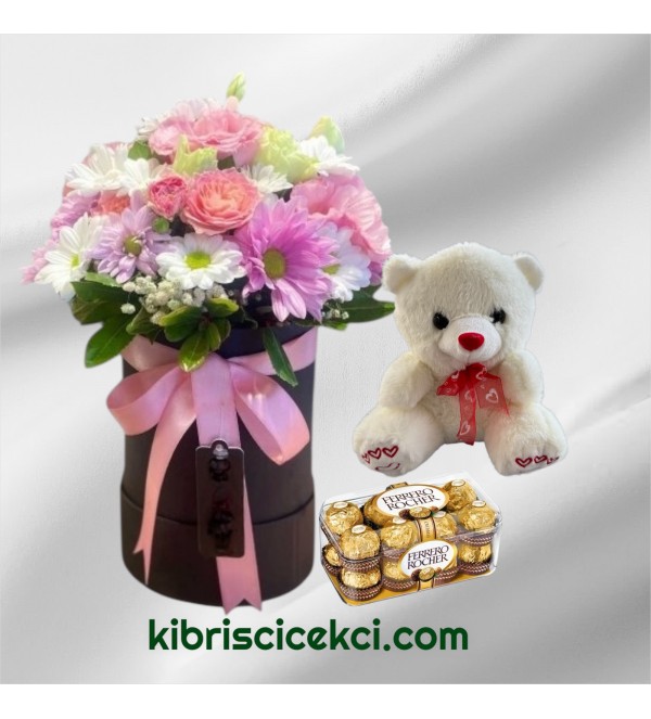 Kutuda Karışık Çiçek Ayıcık 16'lı Ferrero Çikolata